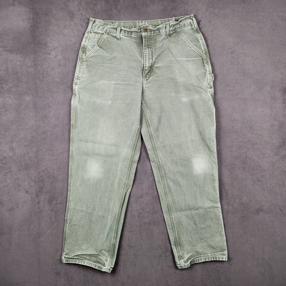Carhartt Washed Duck Work Pant Mens 36x32 Moss Green Original Dungaree B11-MOS